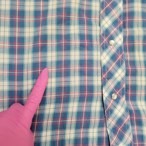 Vintage 80s Wrangler Western Plaid Shirt M 15.5 21x31 Cowboy - Picture 2 of 11